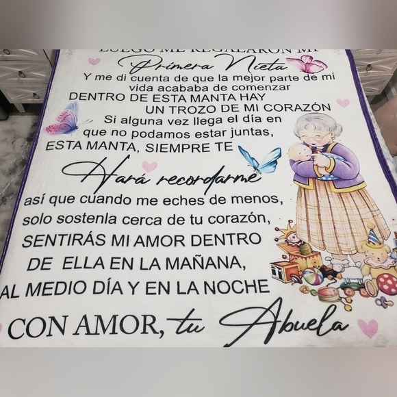 255- A Mi Querida Nieta De Tu Abuela Throw Blanket Motivational Words NWT - Picture 3 of 5
